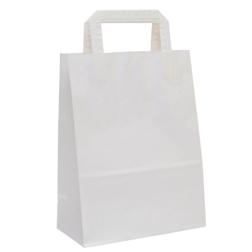 Biała torba papierowa z płaskim uchwytem